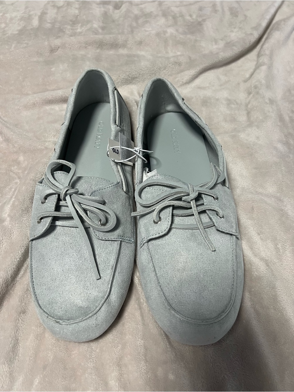 Old Navy Light Gray Suede Lace-Up Loafers